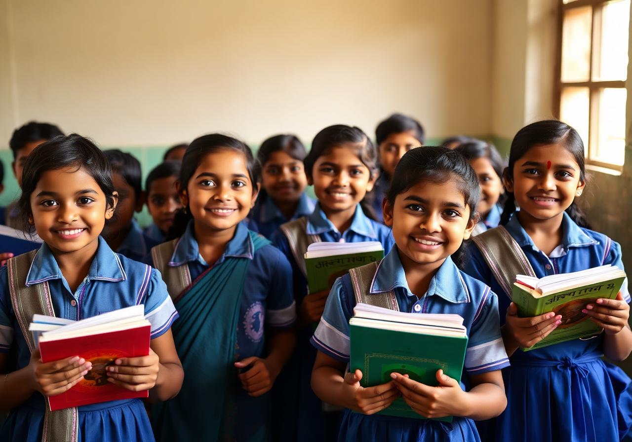 Indian schoolchildren in uniforms